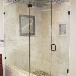 Glass shower door installed by DeSola Glass