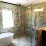 Glass shower door installed by DeSola Glass